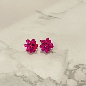KATE SPADE HOT PINK BOW STUD EARRINGS